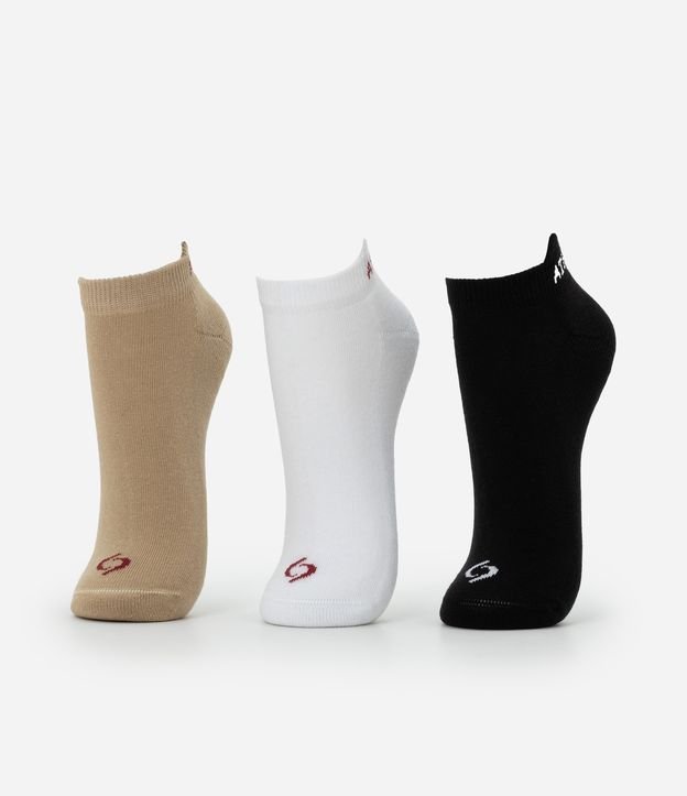 Kit 03 Meias Cano Baixo em Algodão com Lettering Athleisure