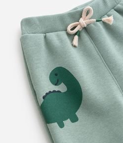 Calça Infantil em Moletom com Estampa Dino - Tam  0 a 18 meses