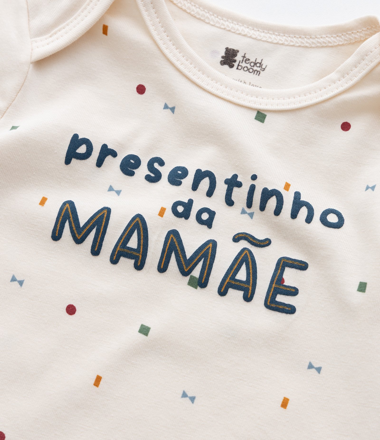 Body Infantil com Lettering Presentinho da Mamãe - Tam RN a 18 meses Bege 6