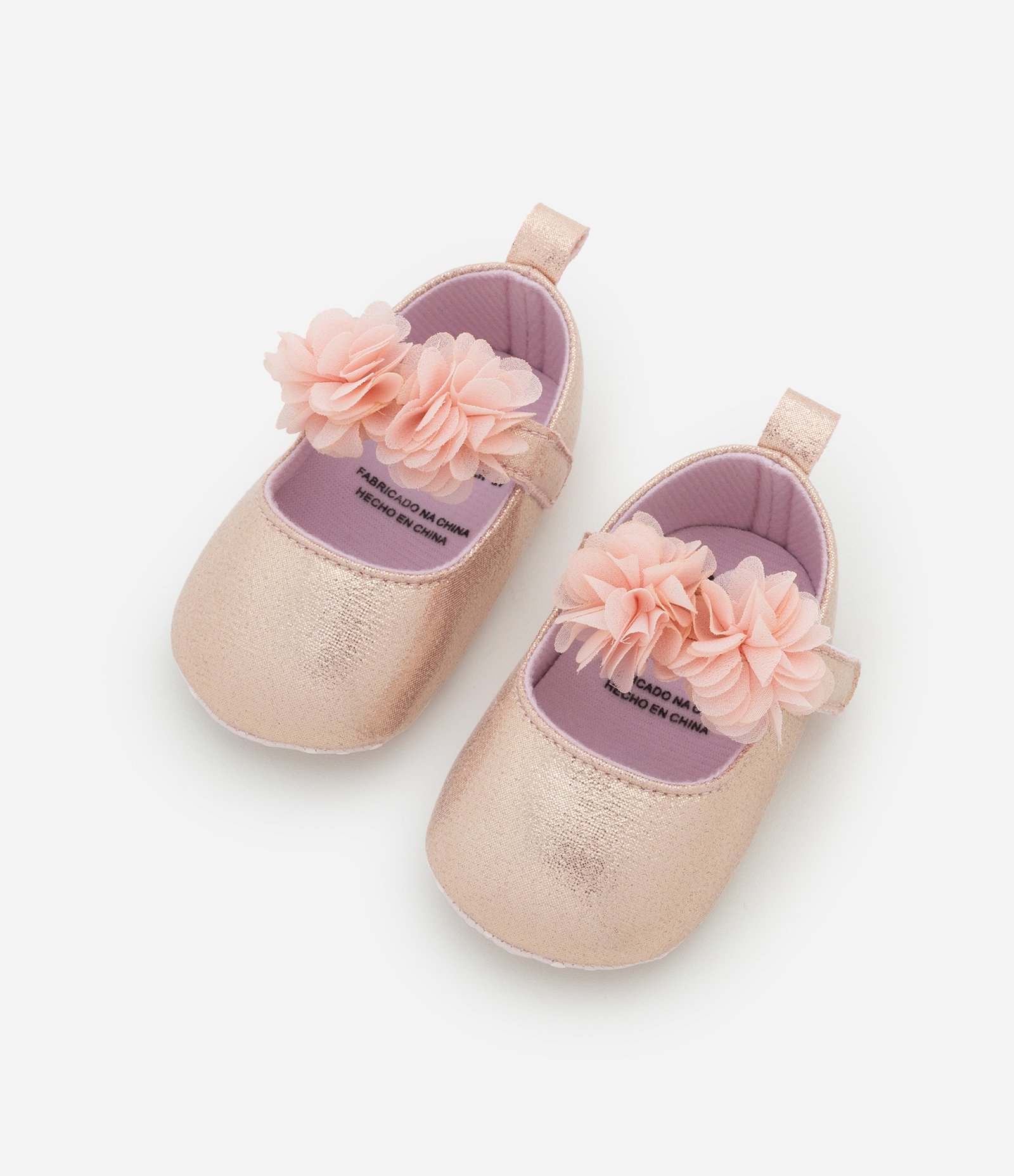 Sapatilha Infantil com Tira de Florzinhas e Faixa de Cabelo - Tam 15 a 19 Rosa 3