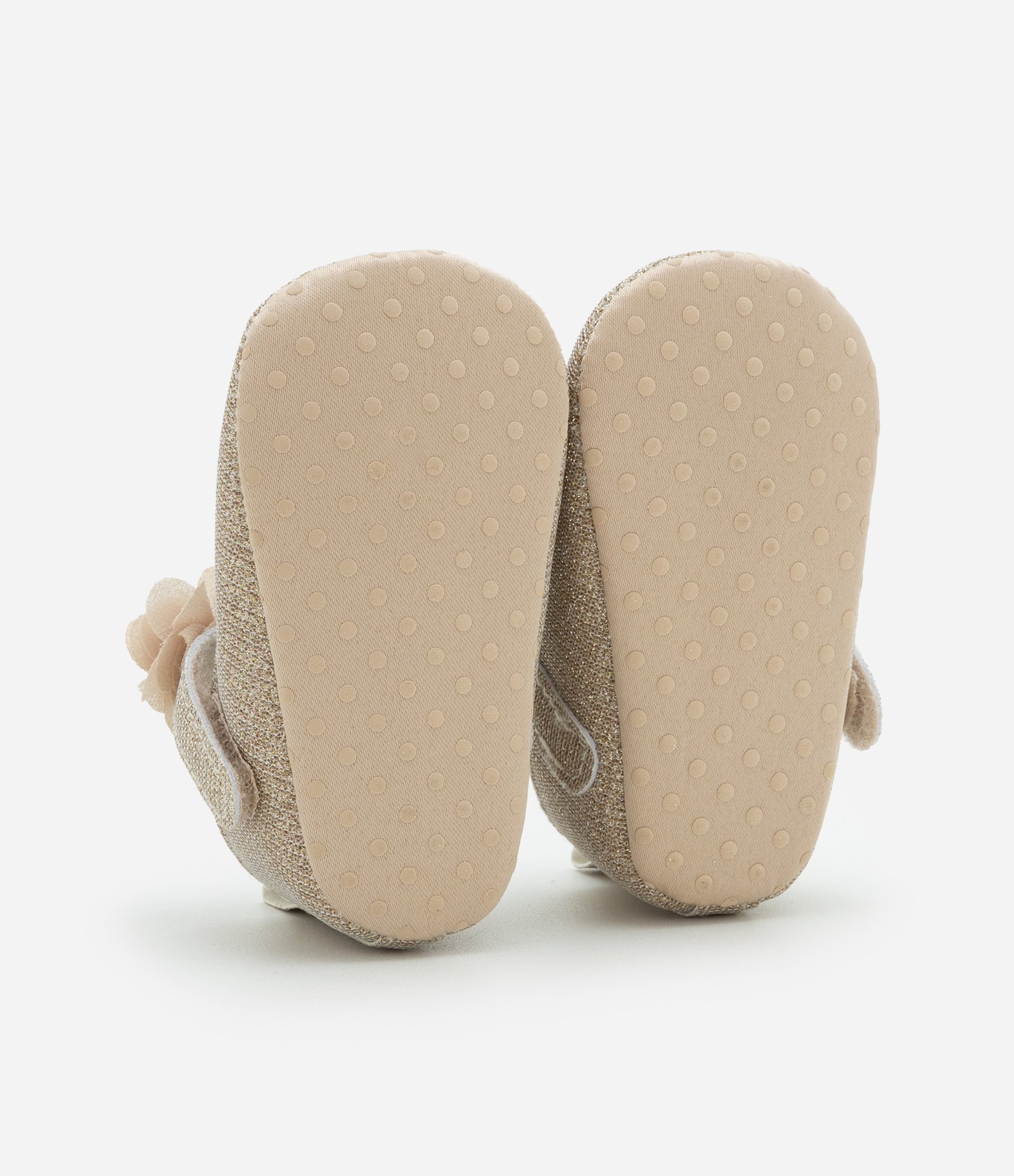 Sapatilha Infantil com Tira de Florzinhas e Faixa de Cabelo - Tam 15 a 19 Dourado 2