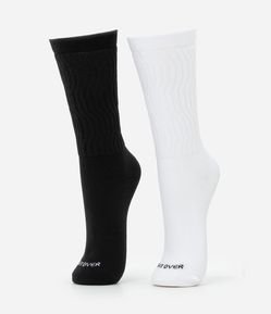 Kit 02 Meias Cano Alto Esportivas em Algodão Canelado Enrrugadinho