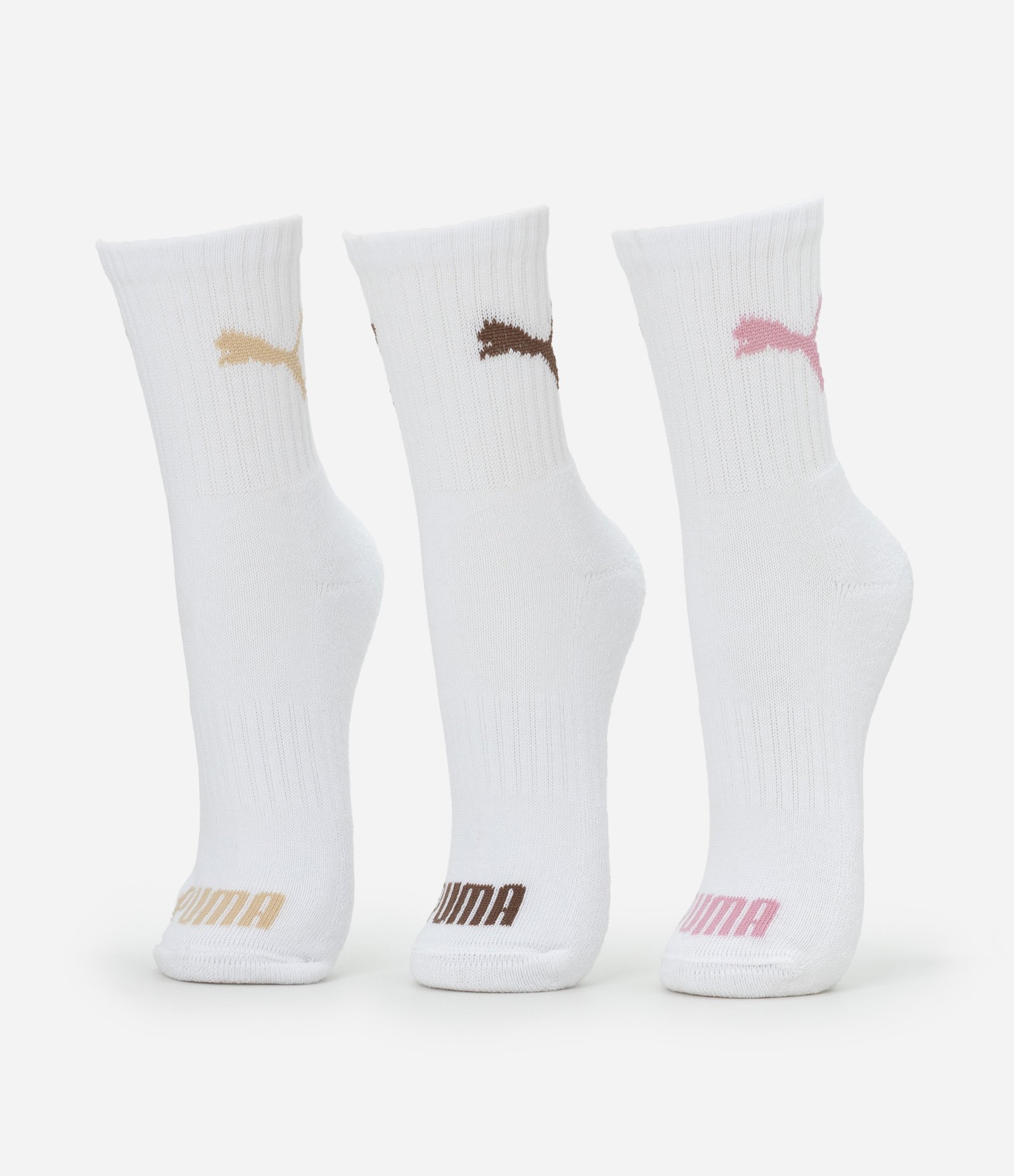 Kit 03 Meias Cano Médio Esportivas em Algodão Puma Branco 1