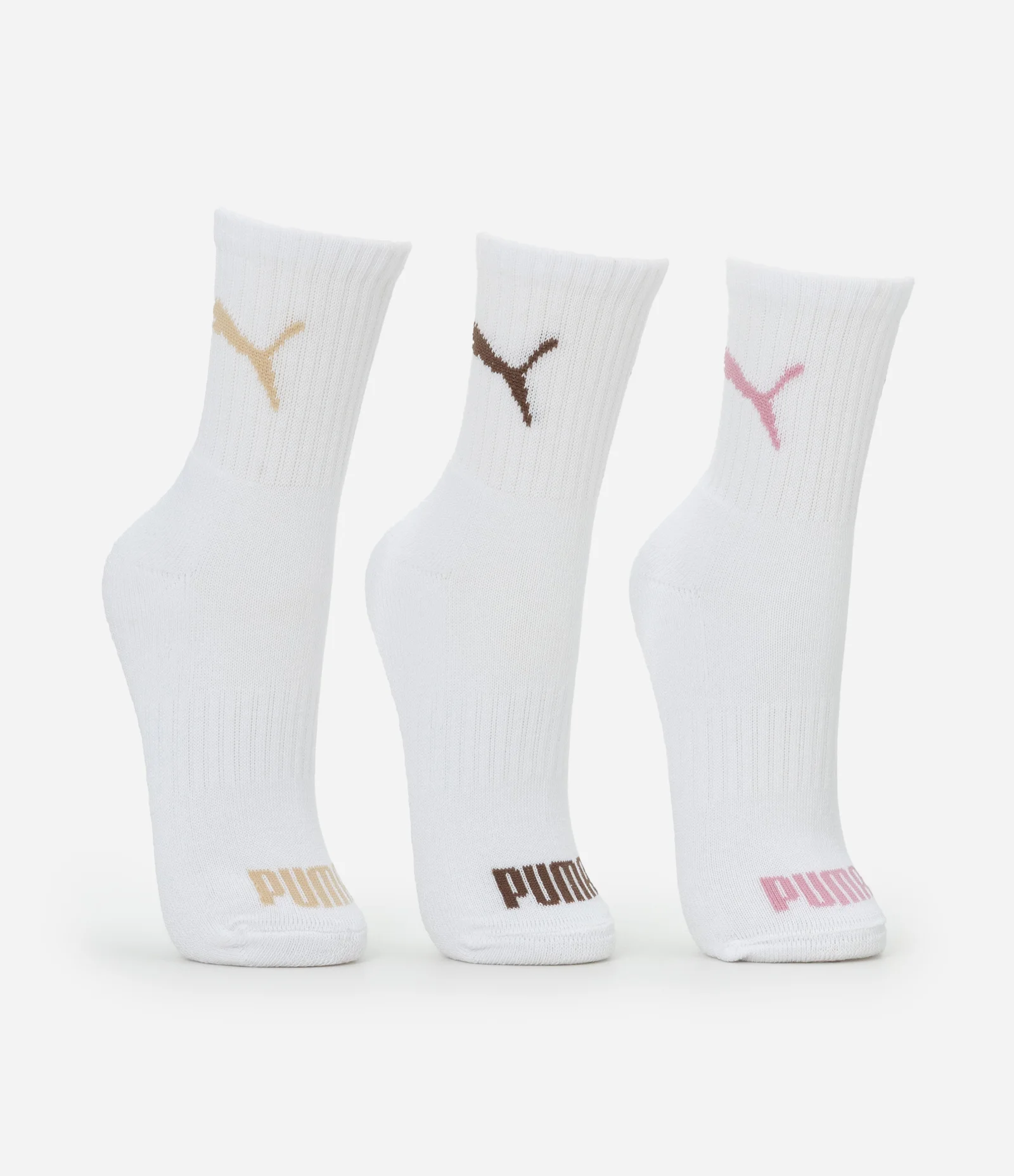 Kit 03 Meias Cano Médio Esportivas em Algodão Puma Branco 2