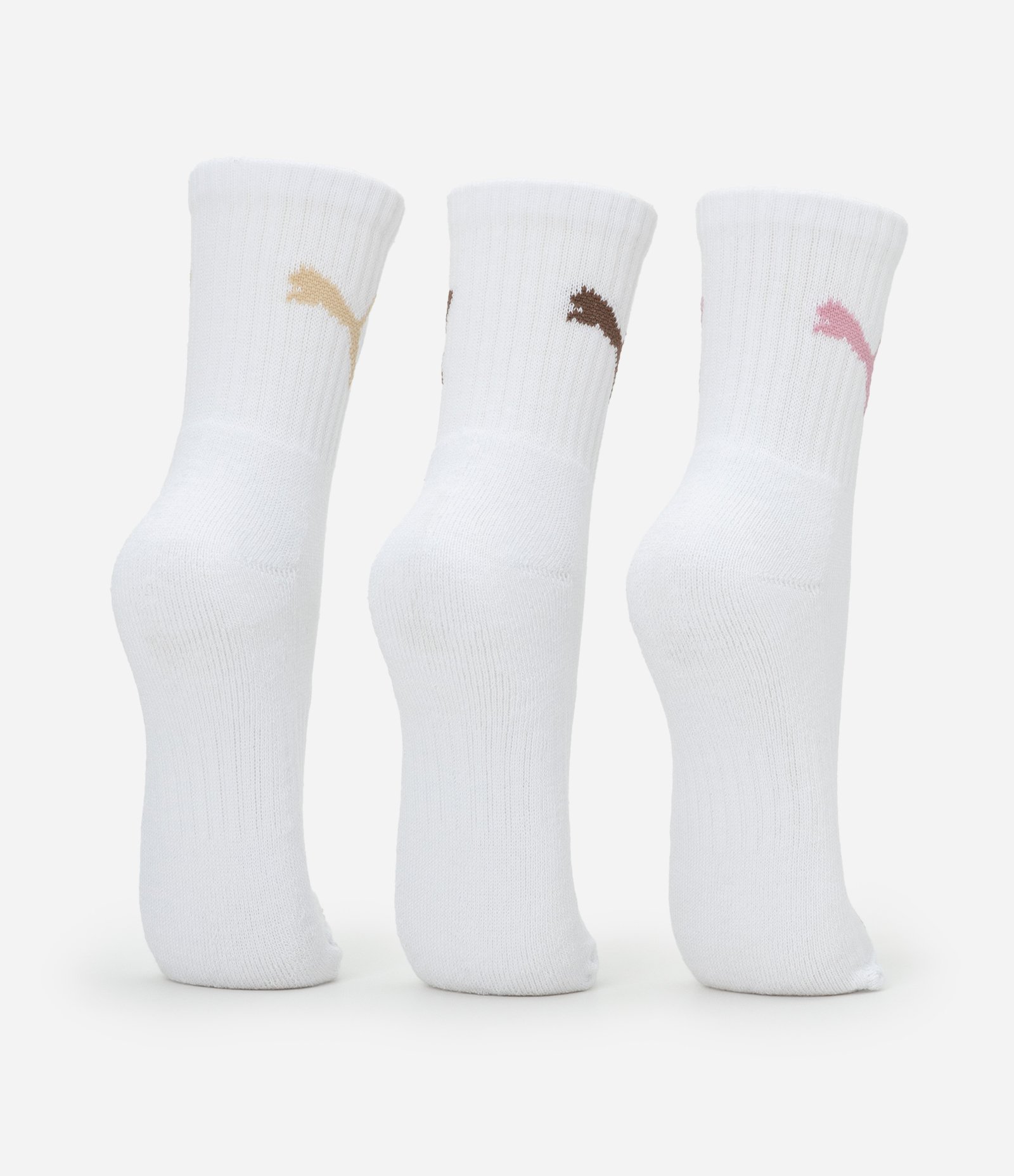 Kit 03 Meias Cano Médio Esportivas em Algodão Puma Branco 3