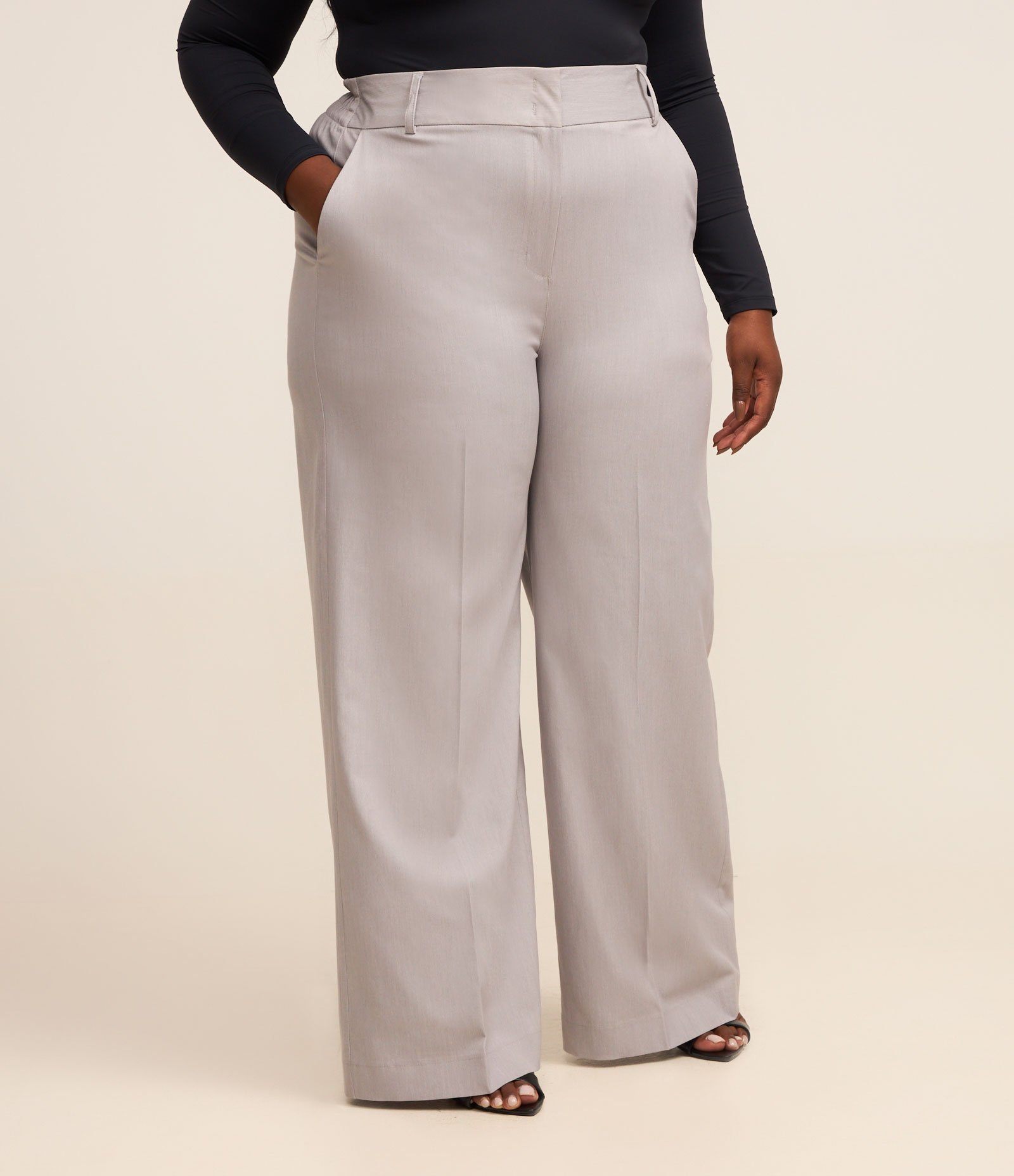 Calça Wide Leg Alfaiataria Curve & Plus Size Cinza 2