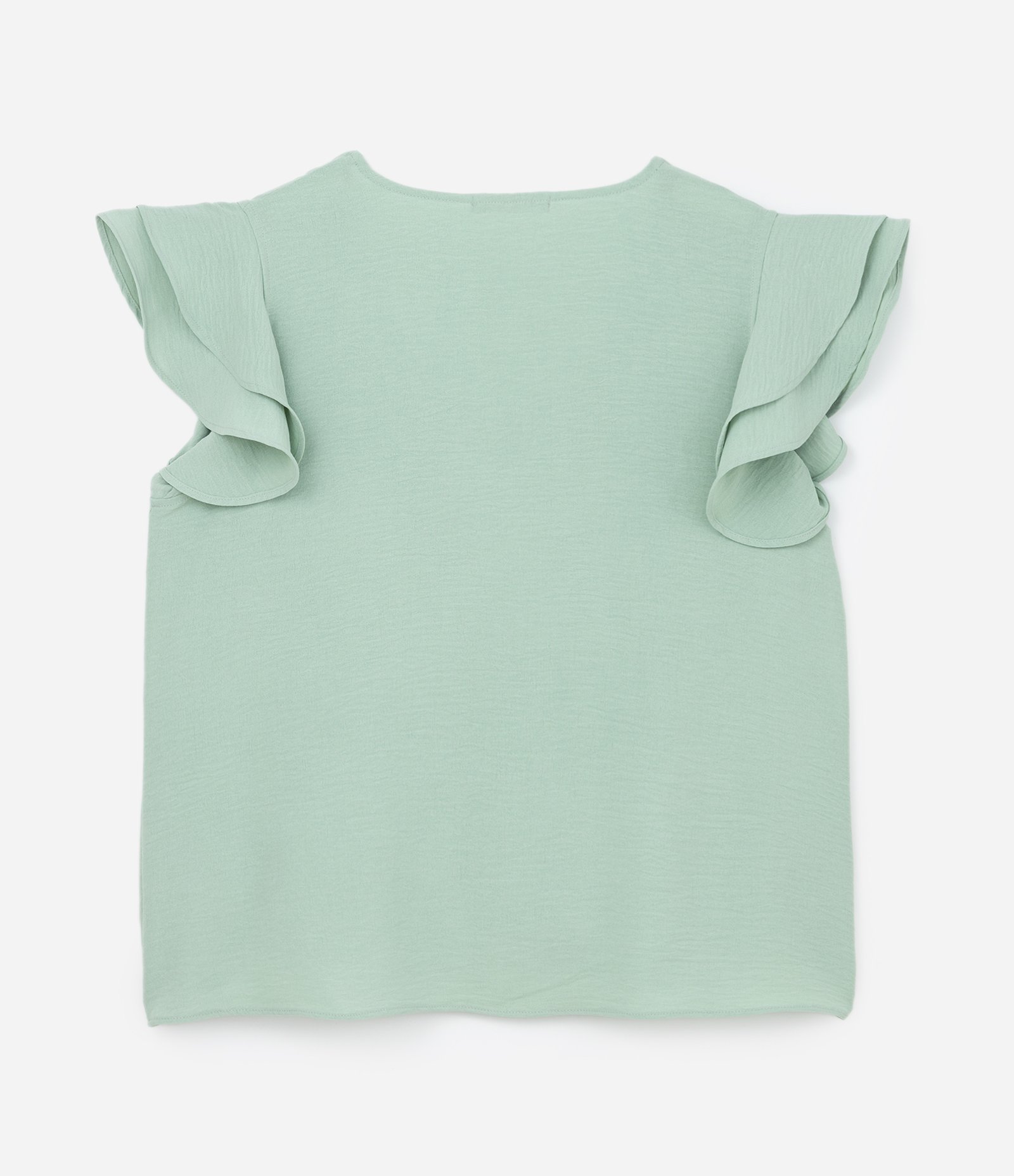 Blusa em Crepe com Babado Duplo no Ombro Curve & Plus Size Verde Claro 2