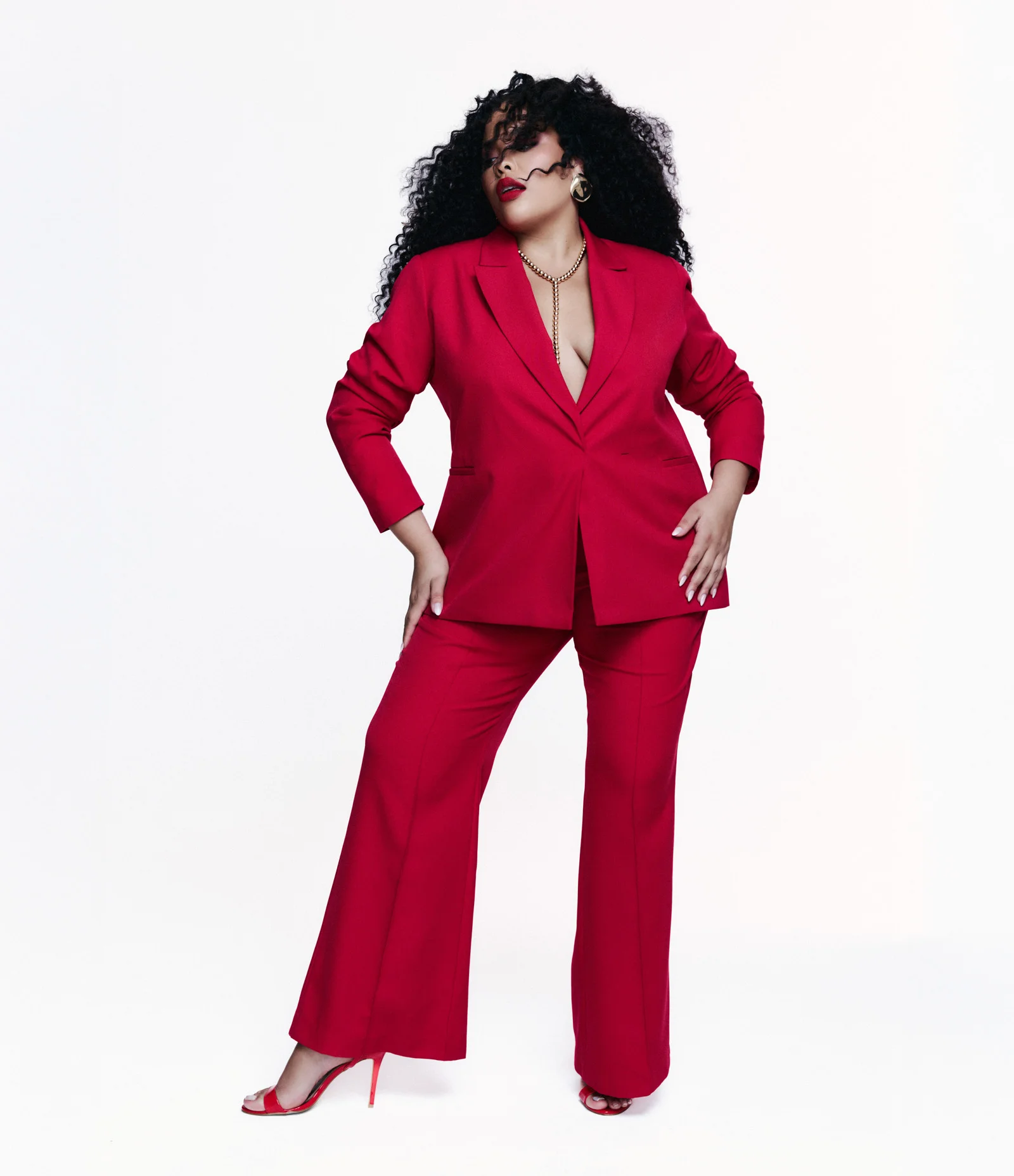 Blazer com Ajuste Coleção Rita Carreira Curve & Plus Size Vermelho 1