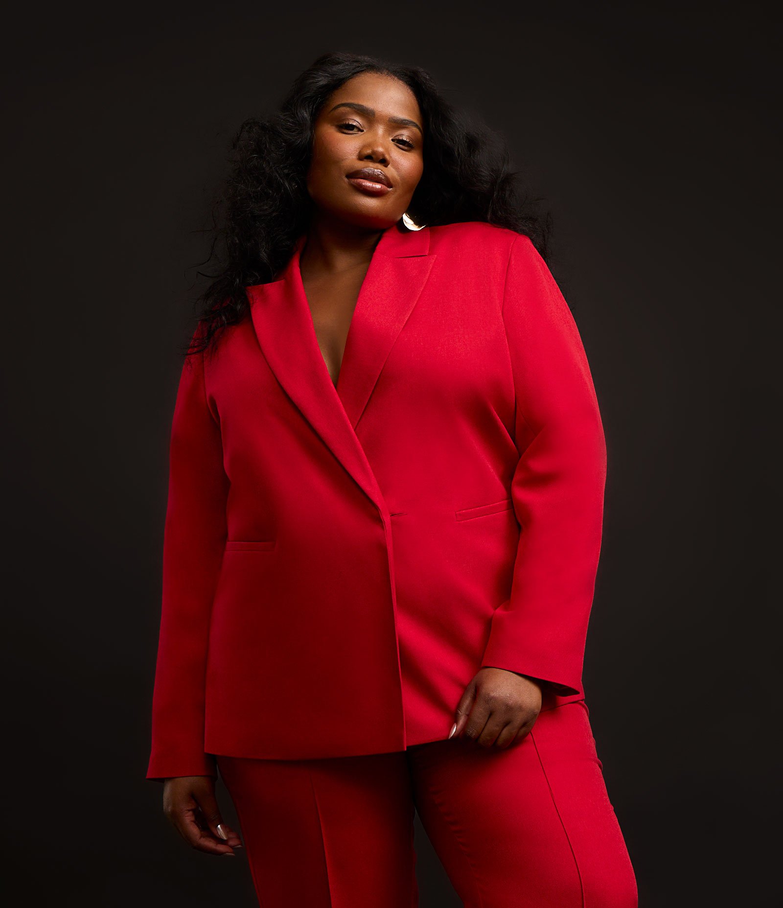 Blazer com Ajuste Coleção Rita Carreira Curve & Plus Size Vermelho 7