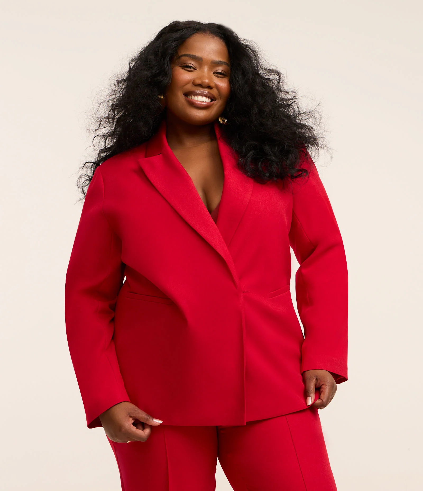 Blazer com Ajuste Coleção Rita Carreira Curve & Plus Size Vermelho 3