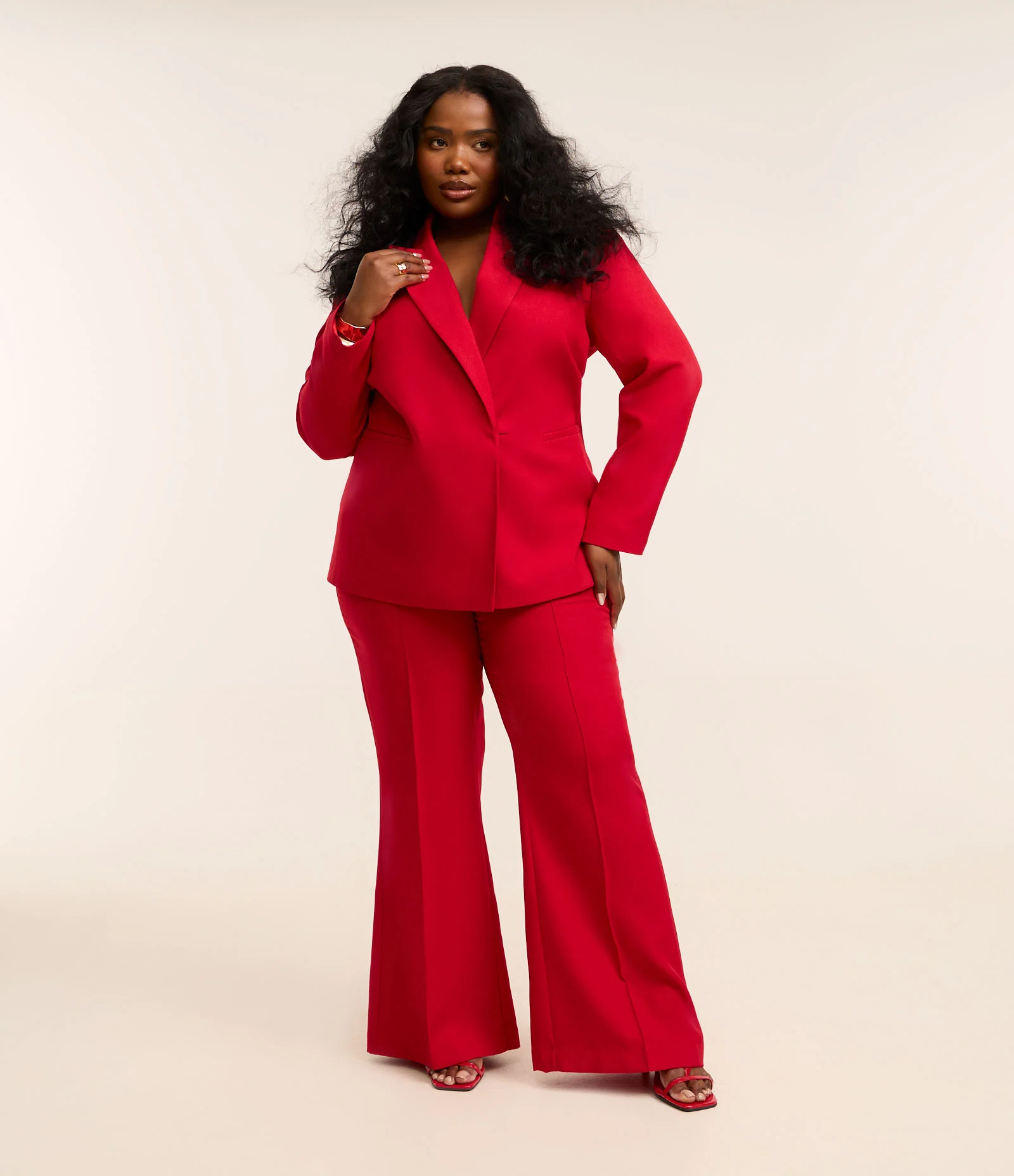 Blazer com Ajuste Coleção Rita Carreira Curve & Plus Size Vermelho 4