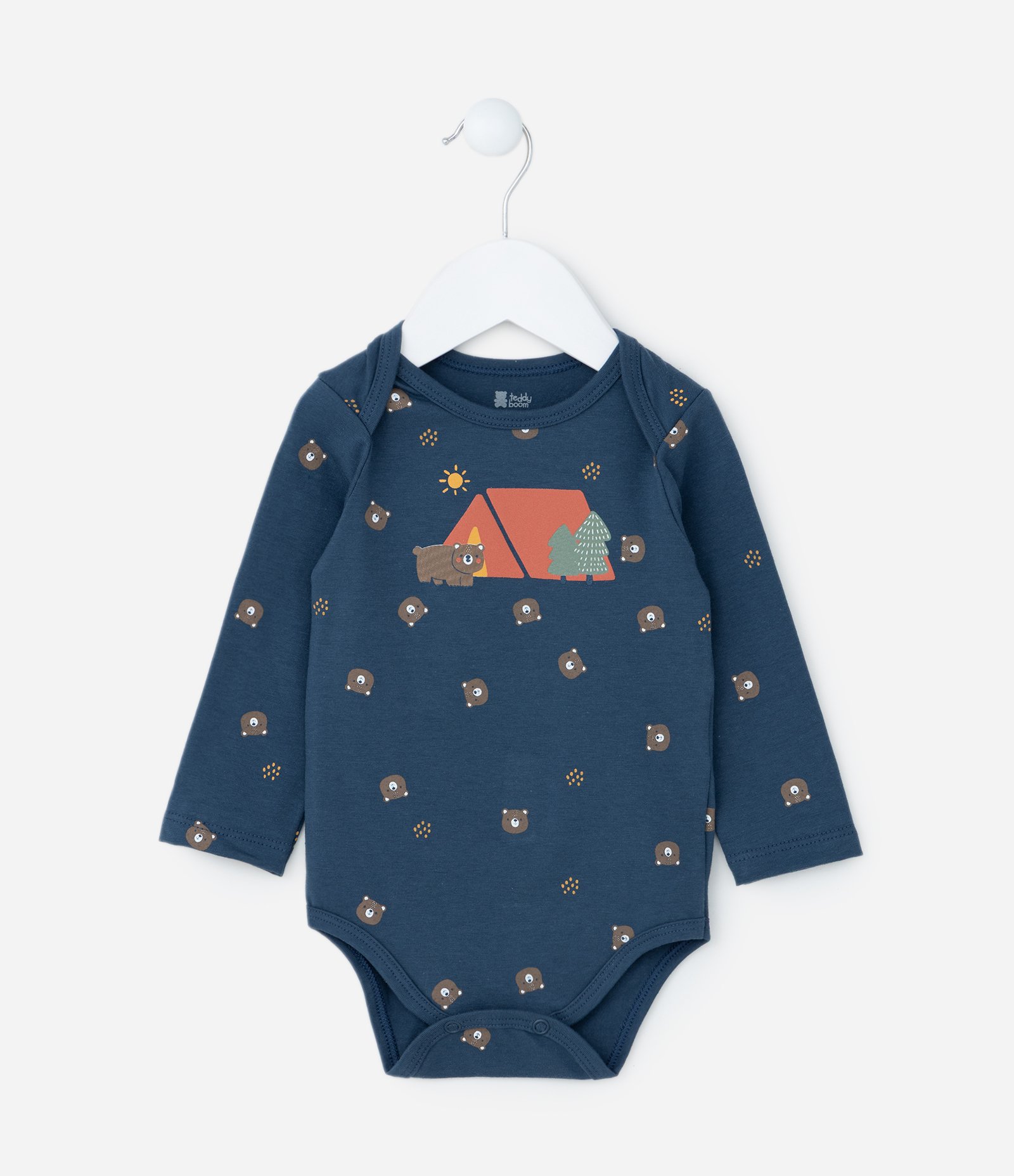 Body Infantil com Estampa Acampamento do Urso - Tam 0 a 18 meses Azul 1
