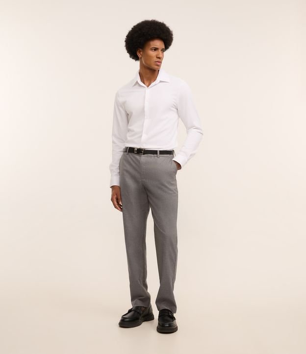 Calça Slim em Viscose Alfaiatada com Estampa Xadrez em Fio Tinto