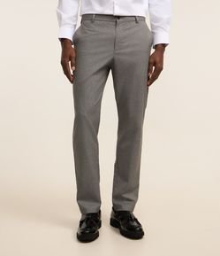 Calça Slim em Viscose Alfaiatada com Estampa Xadrez em Fio Tinto