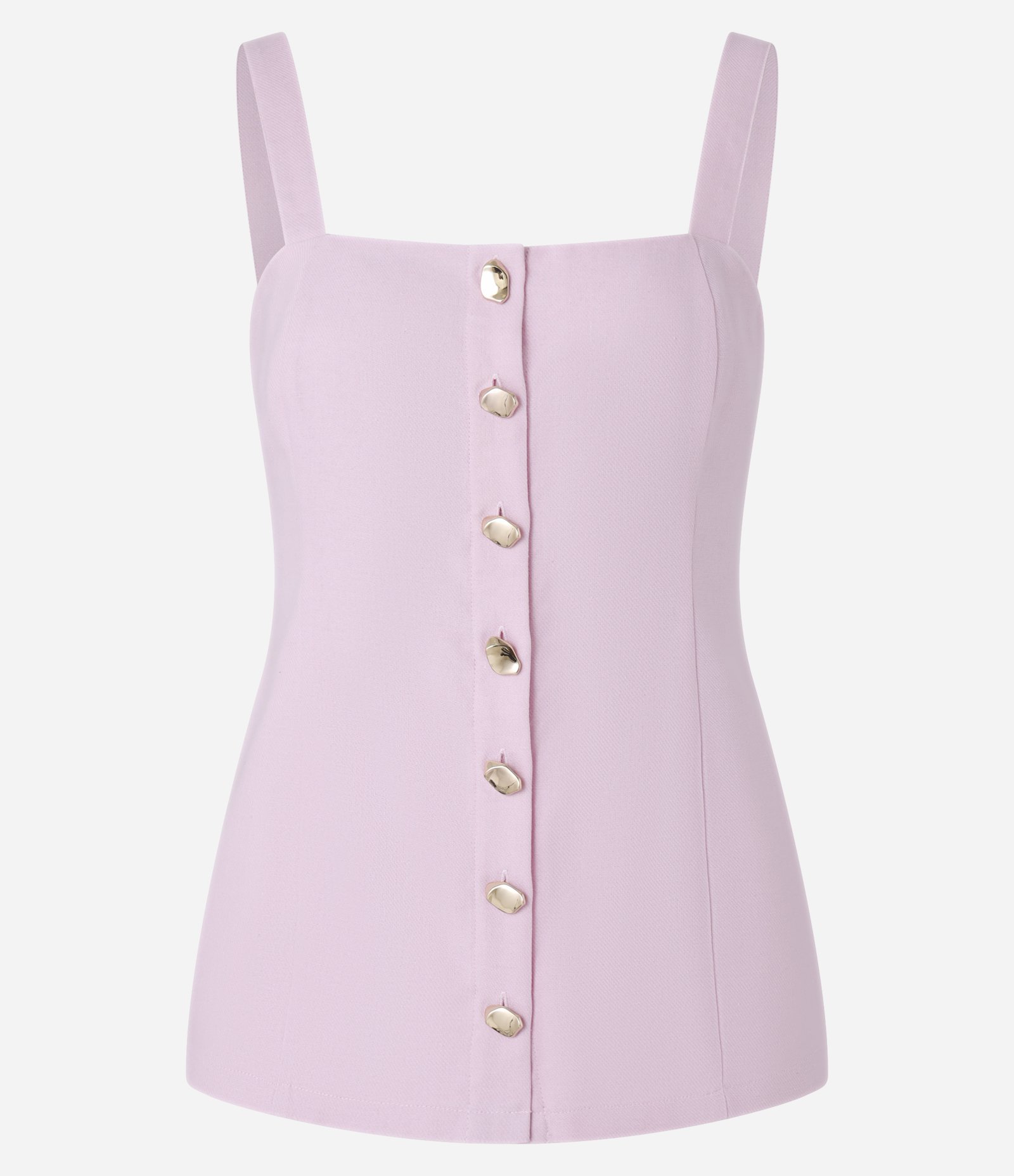 Colete com Linho e Botões de Efeito Martelado Rosa 5