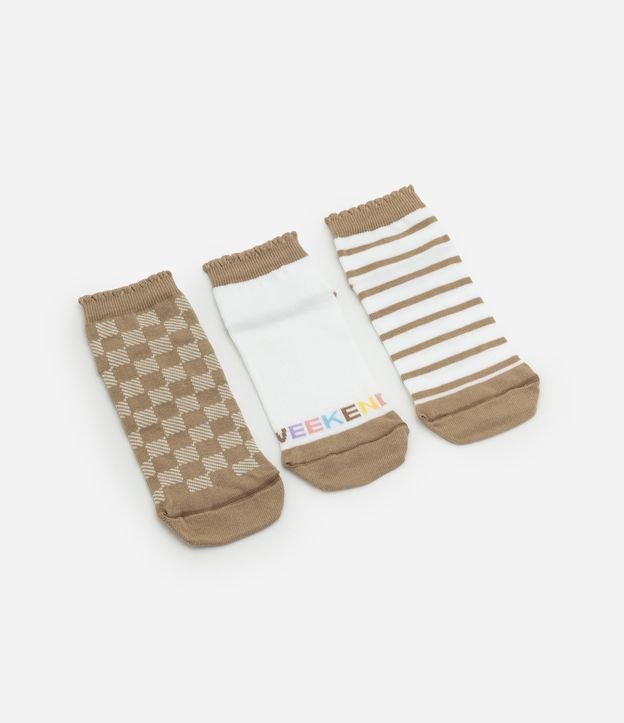 Kit 03 Meias Cano Baixo em Algodão com Estampas Variadas