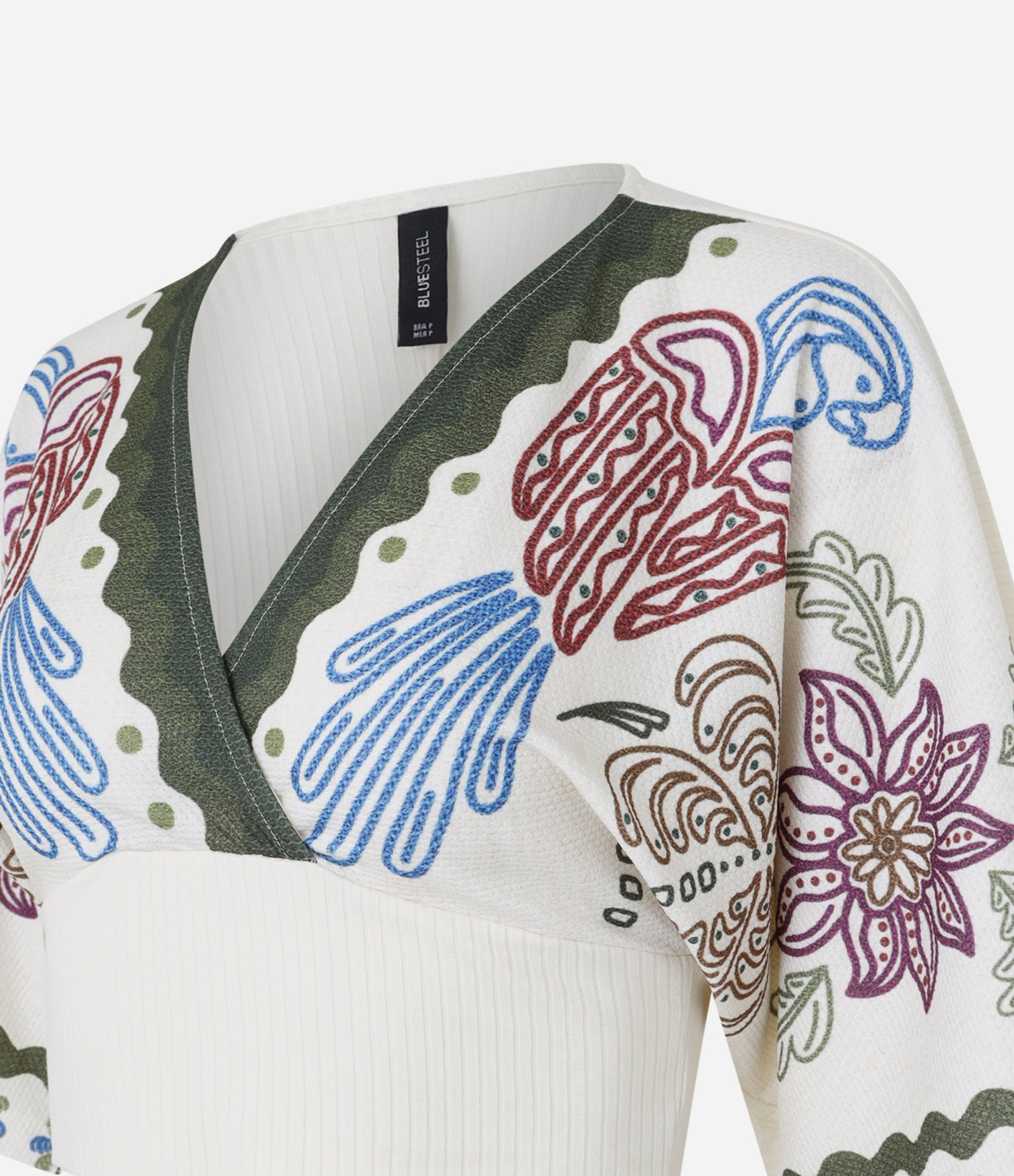 Blusa Cropped Texturizada com Estampa Araras Off White 5