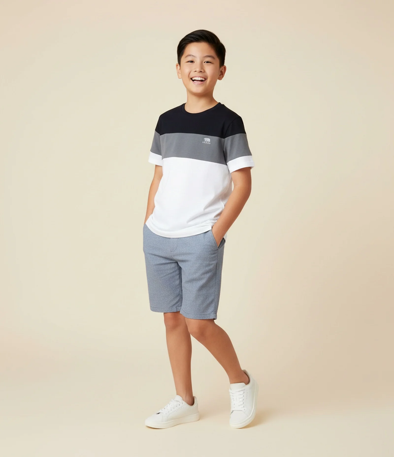 Bermuda Infantil em Sarja com Bolsos - Tam 5 a 14 Anos Cinza 1