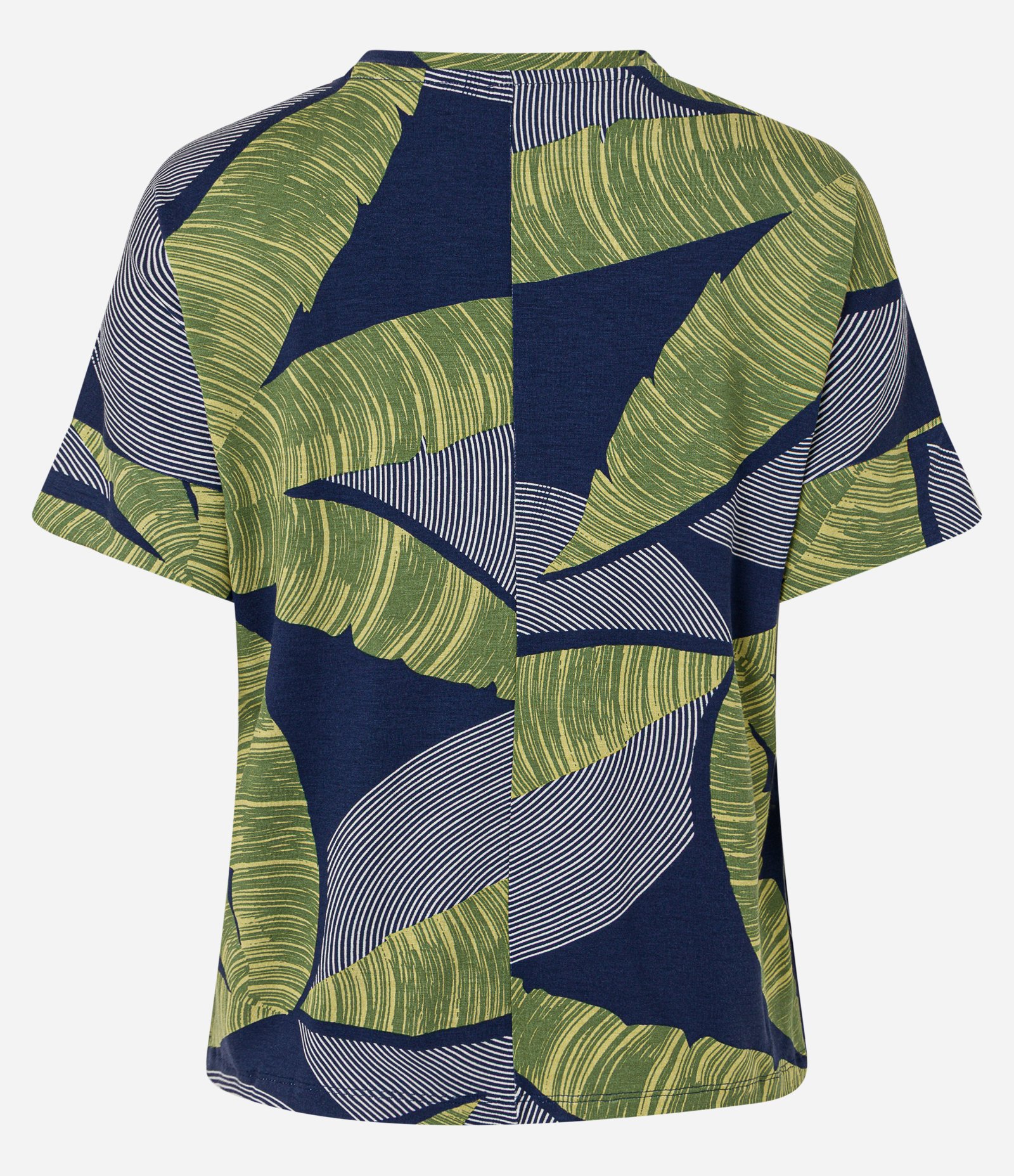 Blusa Leve em Viscose com Estampa de Folhagens Azul Marinho/Verde 5