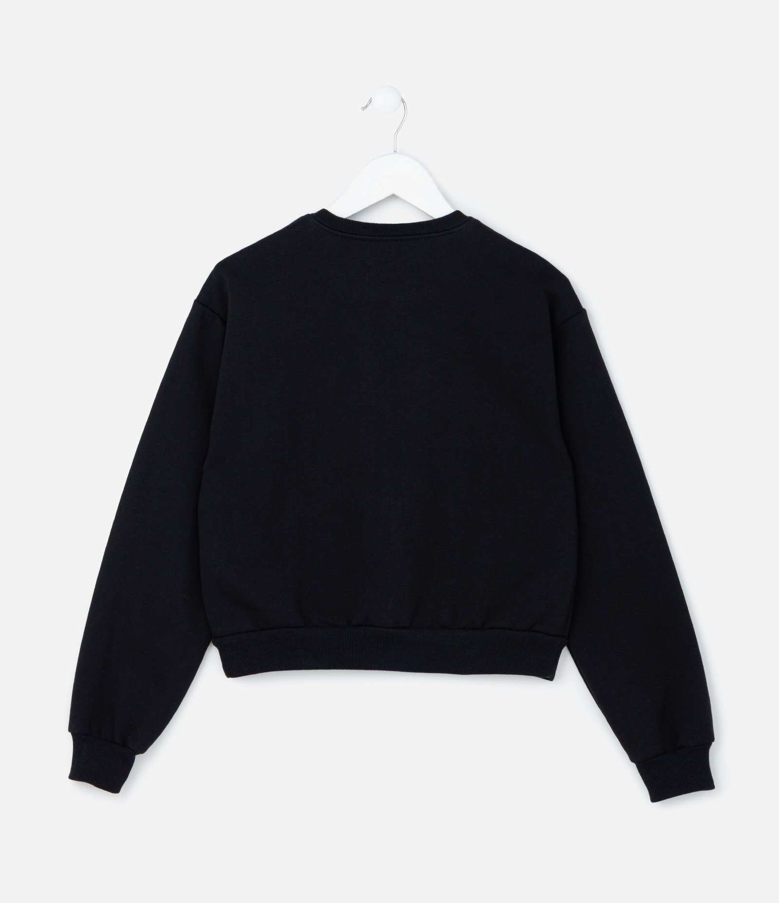 Moletom Infantil Quentinho com Laço de Paetê e Lettering - Tam 5 a 14 anos Preto 2