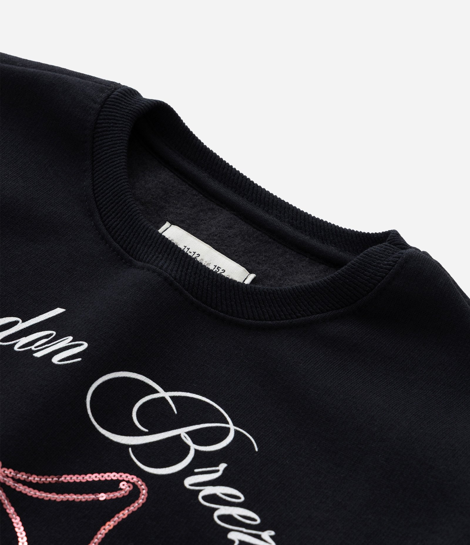 Moletom Infantil Quentinho com Laço de Paetê e Lettering - Tam 5 a 14 anos Preto 5