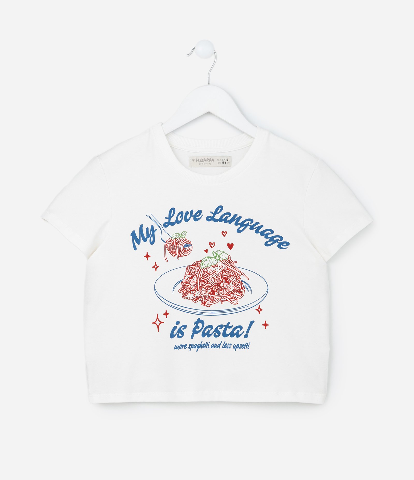 Camiseta Infantil com Estampa My Love is Pasta - Tam 5 a 14 Anos Branco 1