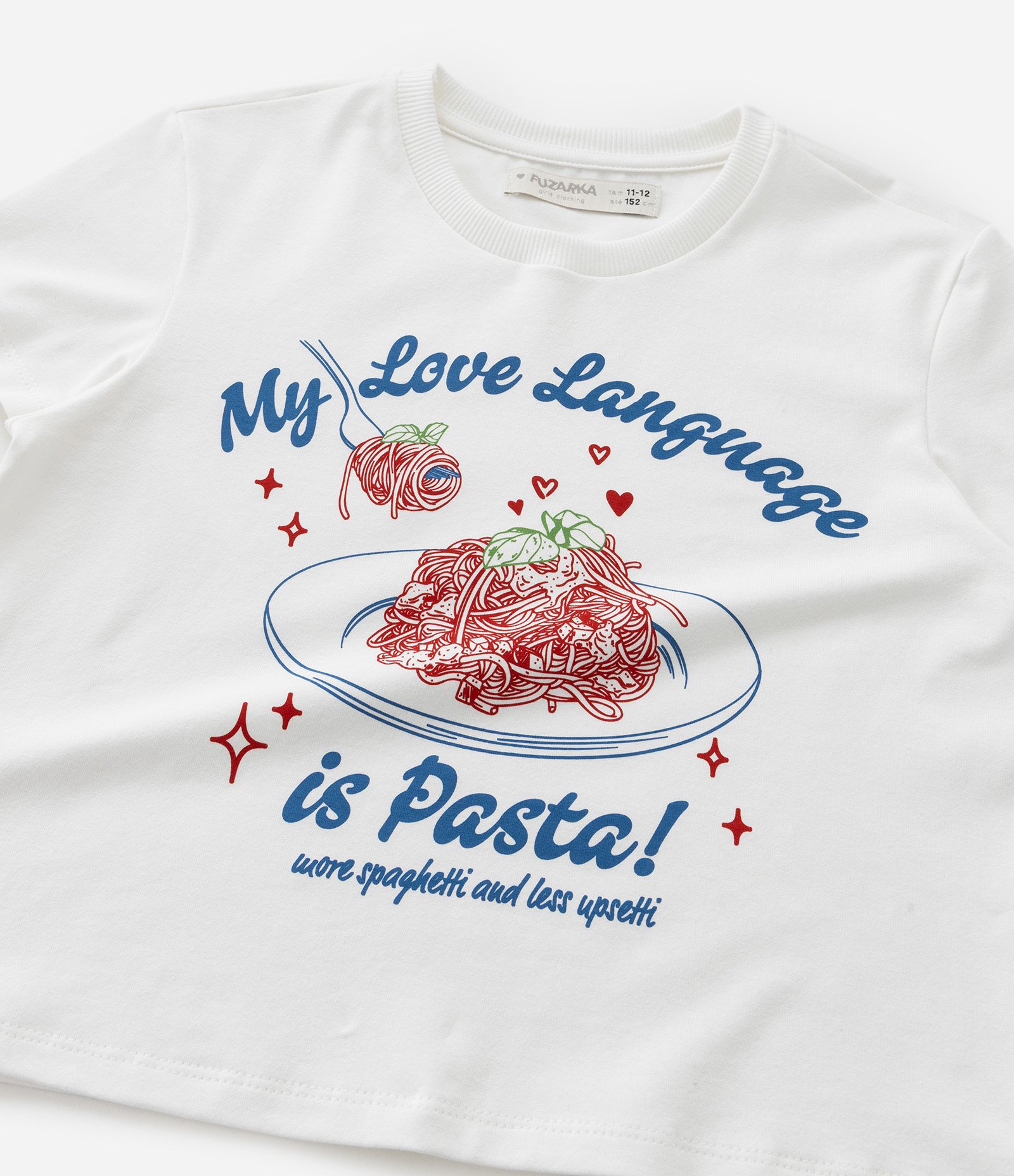 Camiseta Infantil com Estampa My Love is Pasta - Tam 5 a 14 Anos Branco 4