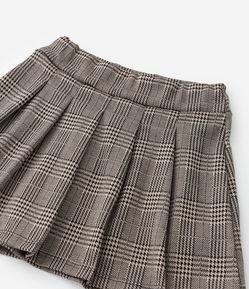 Saia Infantil Plissada com Estampa Xadrez - Tam 5 a 14 Anos