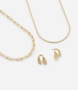 Conjunto de Colar Camadas e Brinco Pequeno Invertido