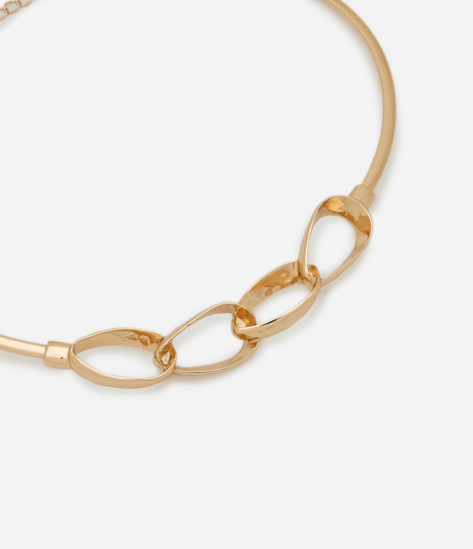 Gargantilha Rígida em Metal com Elos Martelados Dourado 1