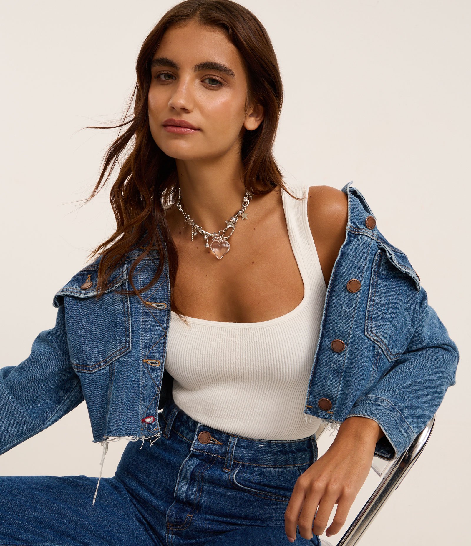 Colar Maxi em Metal com Pingentes Múltiplos de Estrela Coração Cruz Prata 4