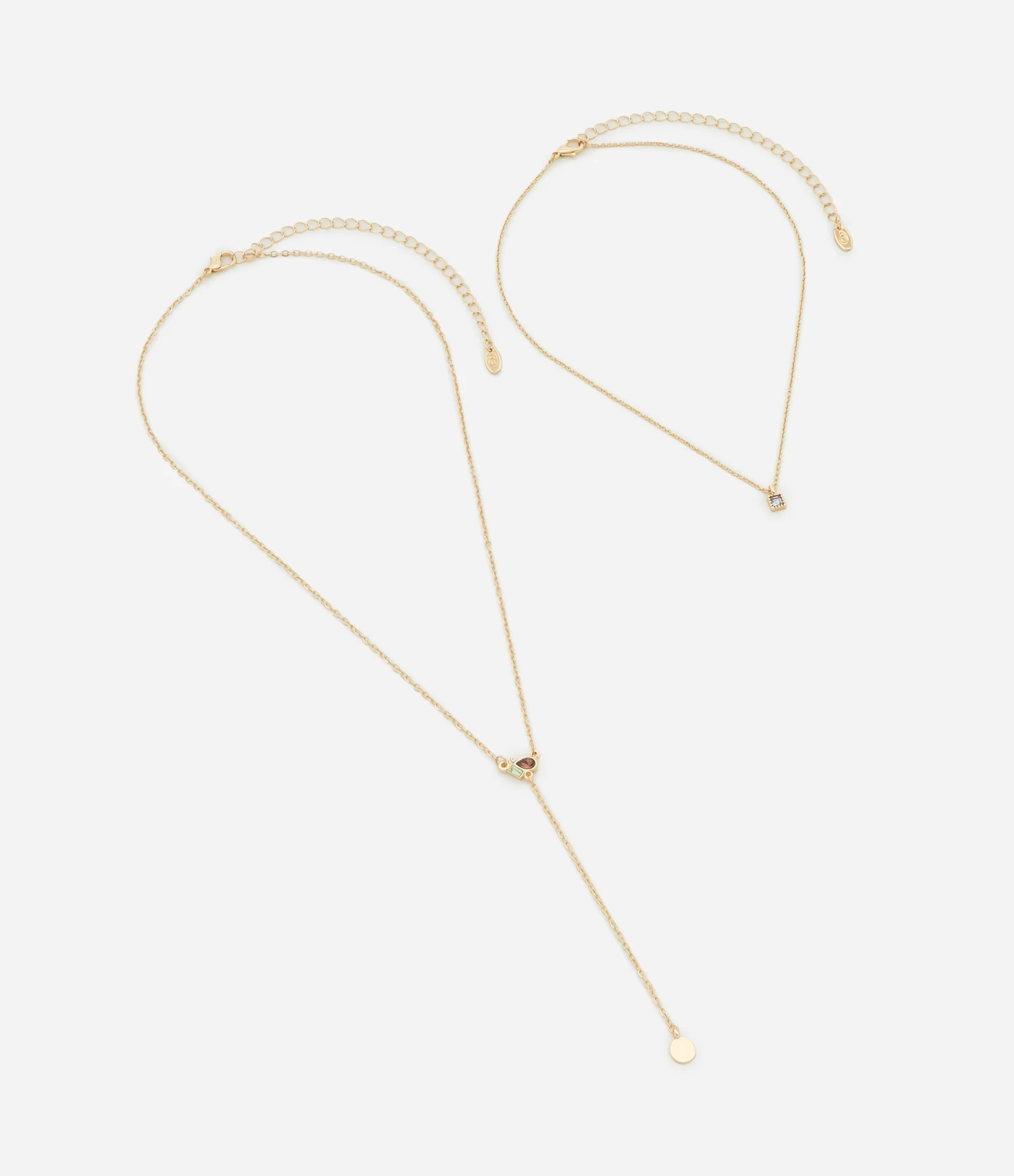 Colar Camadas em Metal com Gravatinha e Pingentes Coloridos Dourado 2