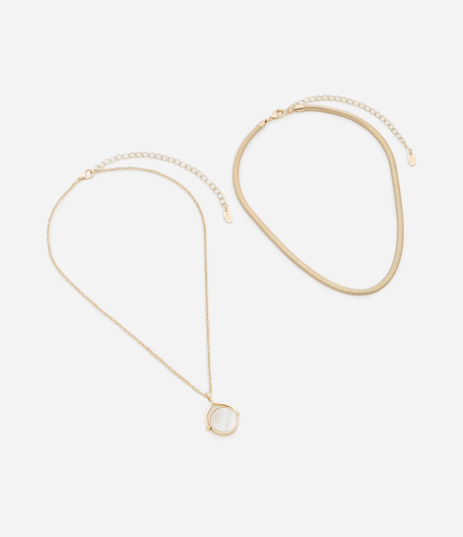 Colar Camadas com Corrente Rabo de Rato e Pingente Madrepérola Dourado 2