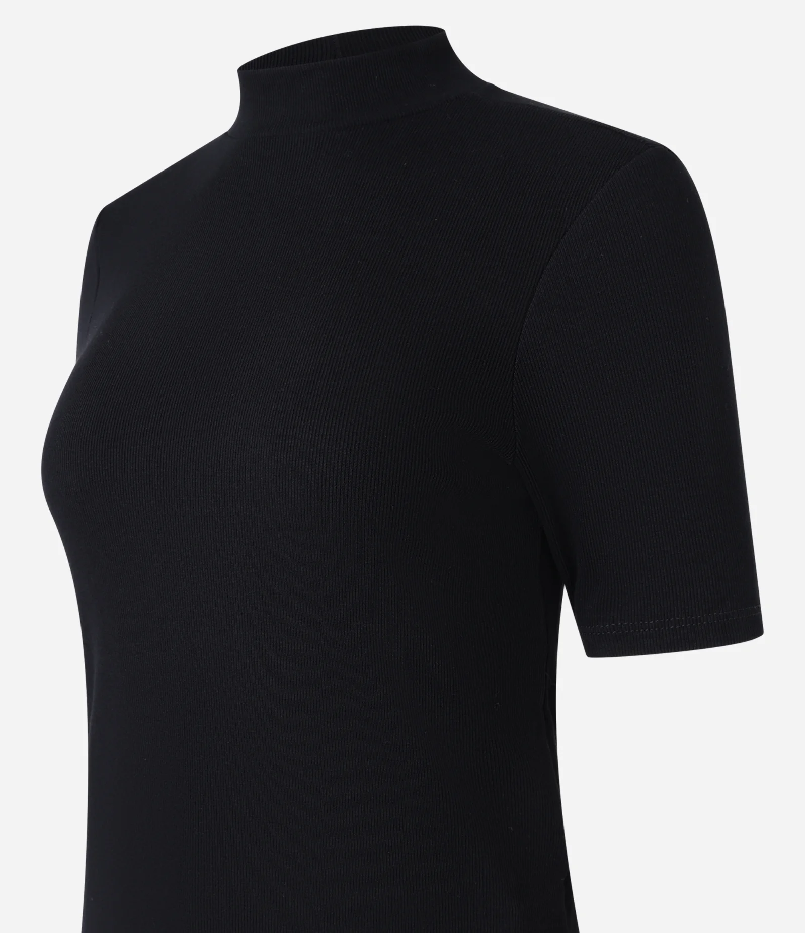 Blusa Canelada em Ribana com Gola Alta Preto 2