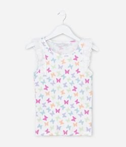 Regata Infantil em Ribana com Babados Broderie - Tam 5 a 14 Anos