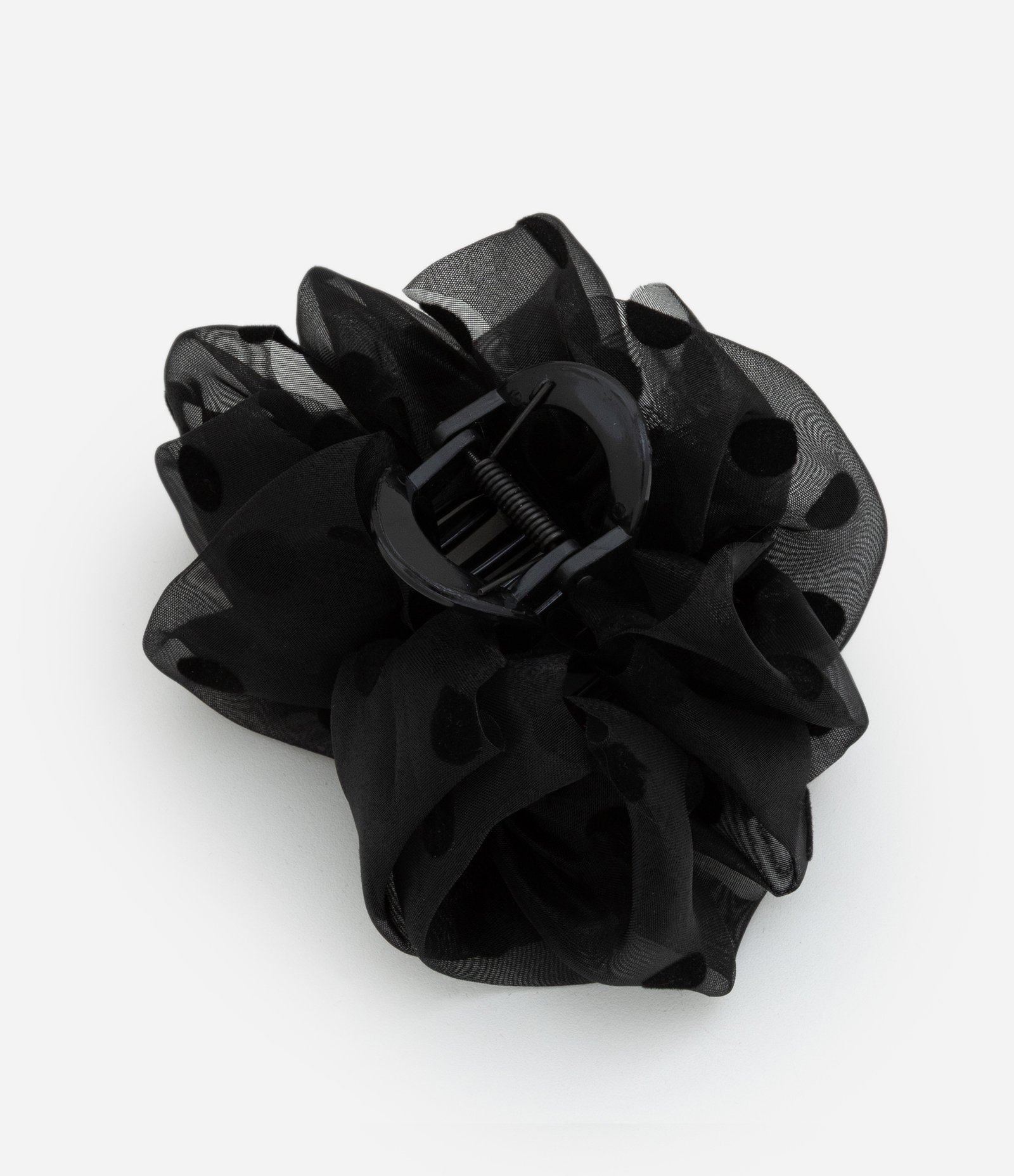 Piranha De Cabelo com Revestimento e Estampa Poá Preto 3