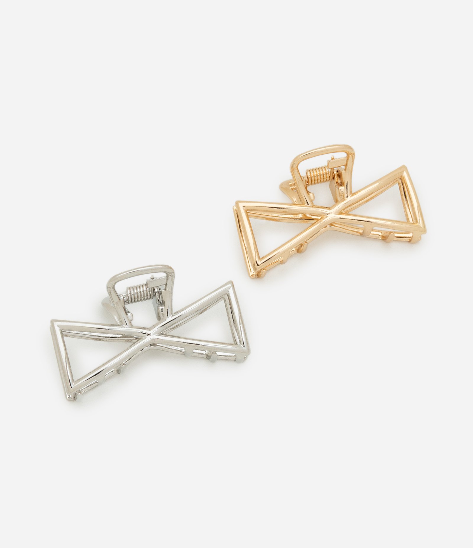 Kit 02 Piranhas de Cabelo em Forma de Laço Vazado Prata/Dourado 1