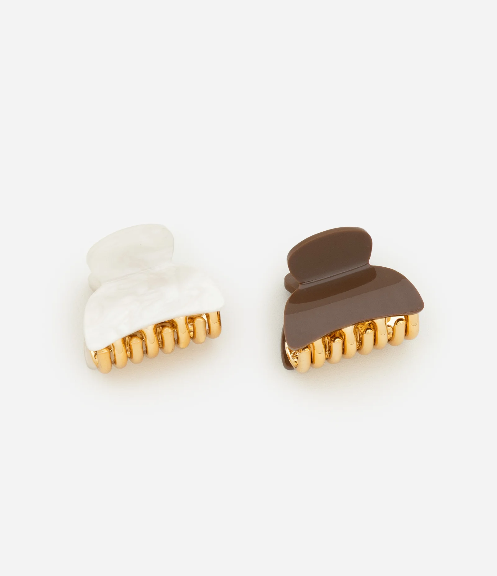 Kit 02 Piranhas de Cabelo com Placa de Resina Marmorizada Branco/Marrom 1