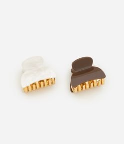 Kit 02 Piranhas de Cabelo com Placa de Resina Marmorizada