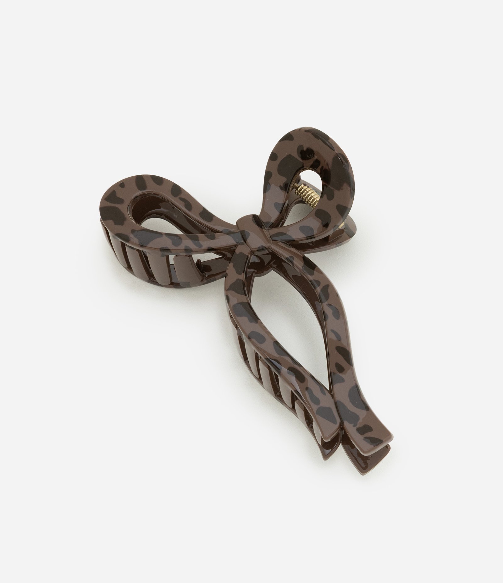 Piranha de Cabelo Formato de Laço com Estampa Animal Print Marrom 1