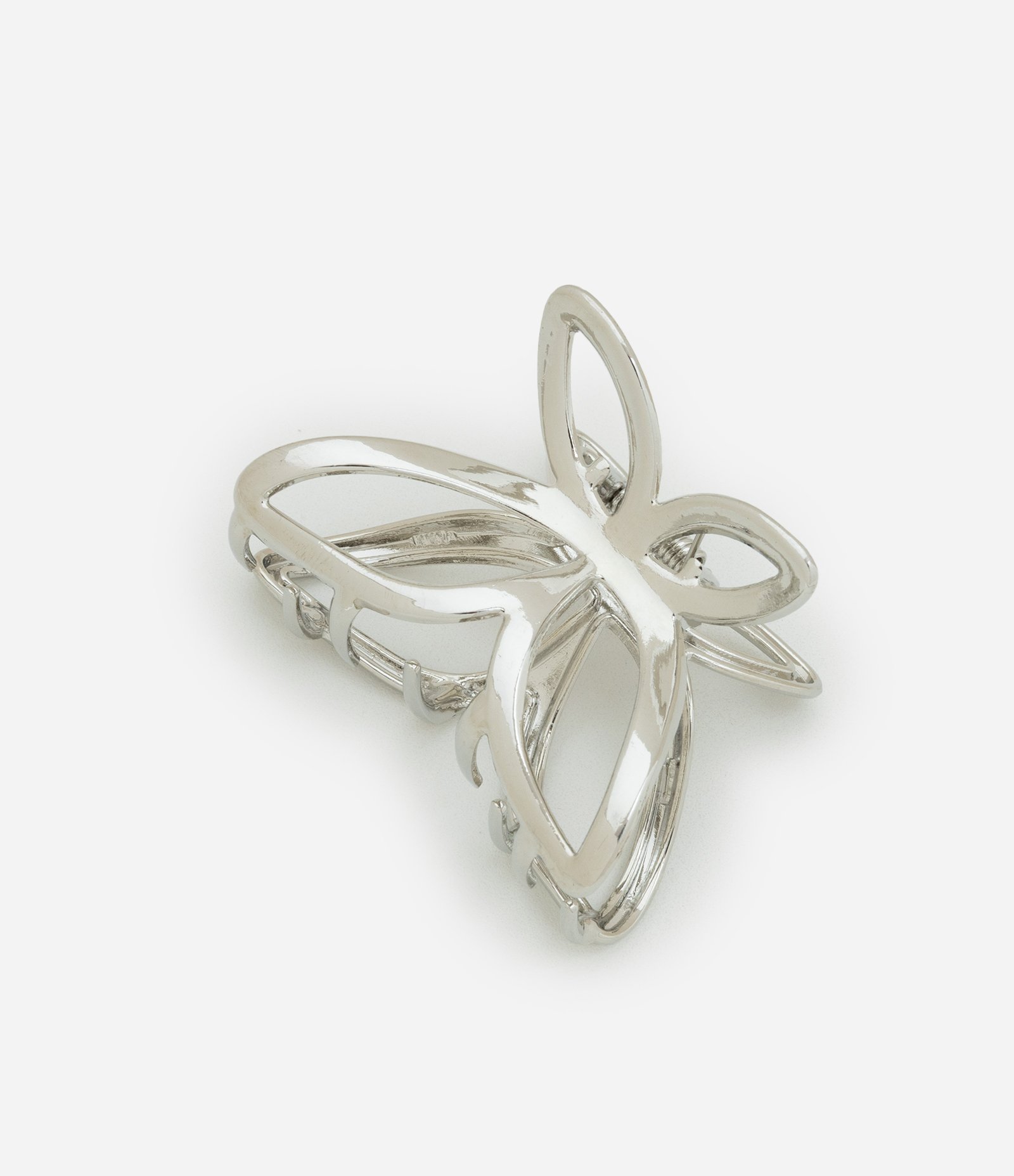 Piranha de Cabelo em Metal com Forma de Borboleta Vazada Prata 1