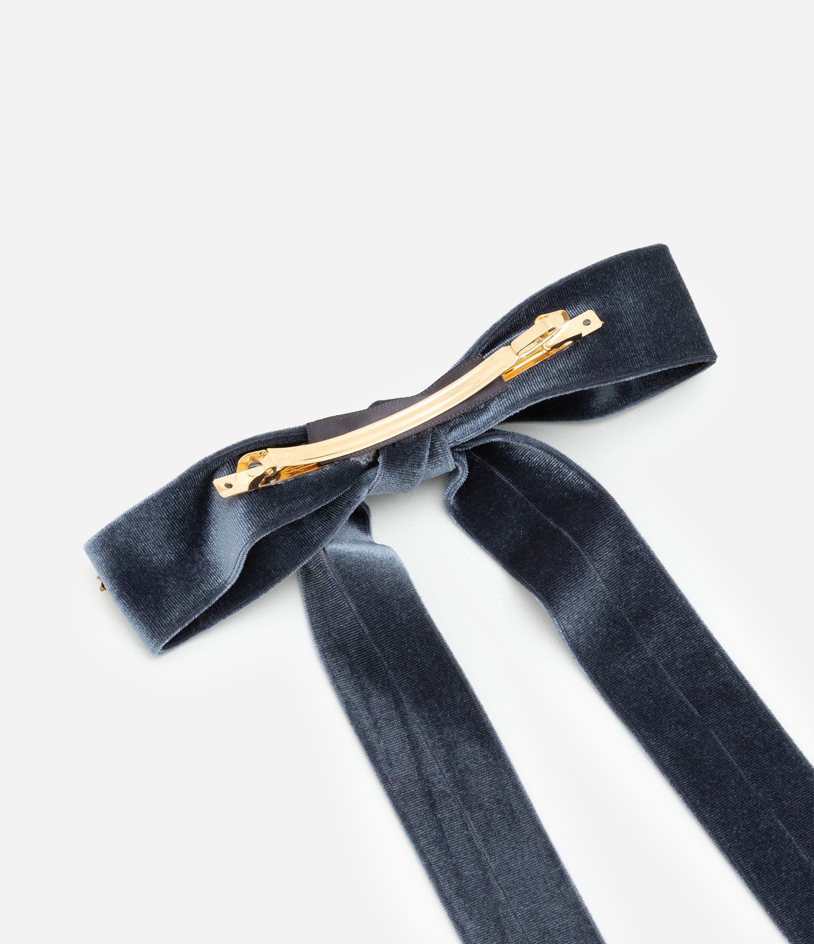 Presilha de Cabelo com Efeito Veludo e Aplicação de Flor em Strass Azul 3