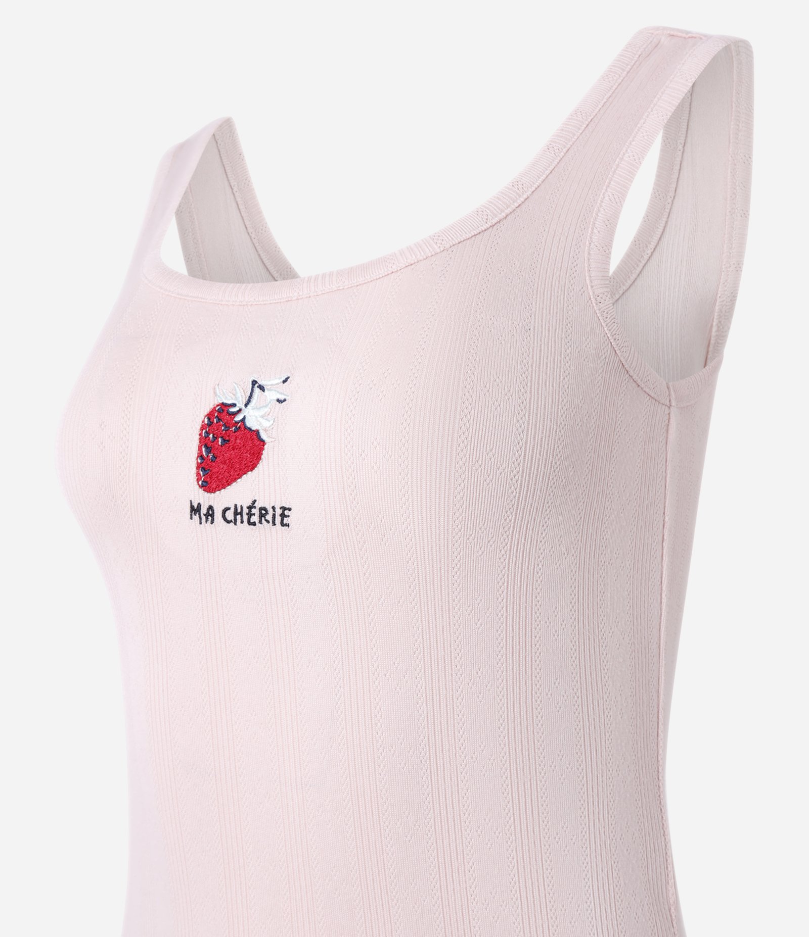 Pijama Short Doll em Malha Texturizada com Bordado de Moranguinho Rosa 4