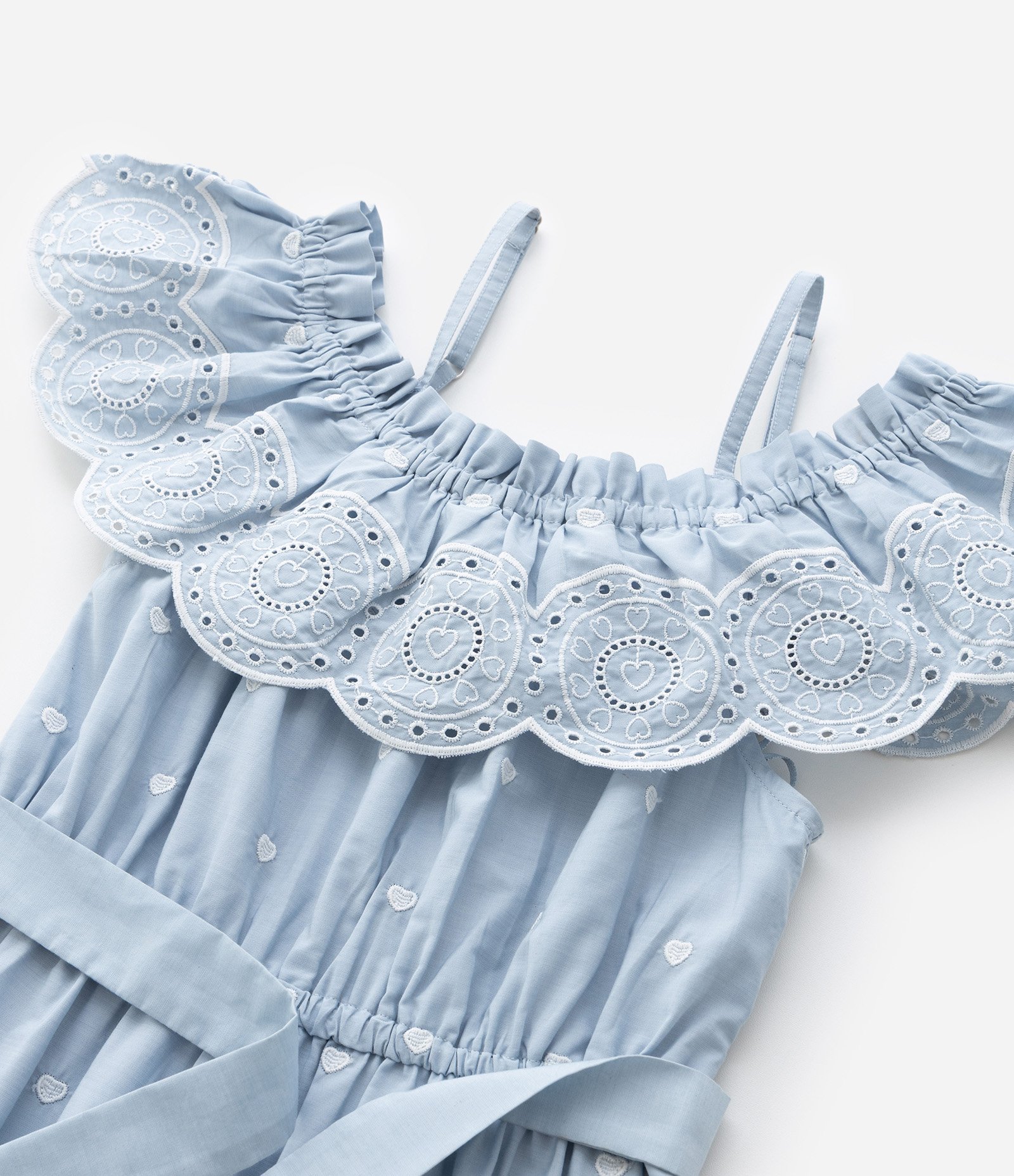 Vestido Infantil em Laise com Babados - Tam 5 a 14 Anos Azul 6