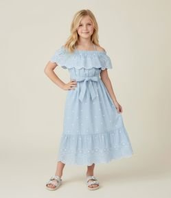 Vestido Infantil em Laise com Babados - Tam 5 a 14 Anos