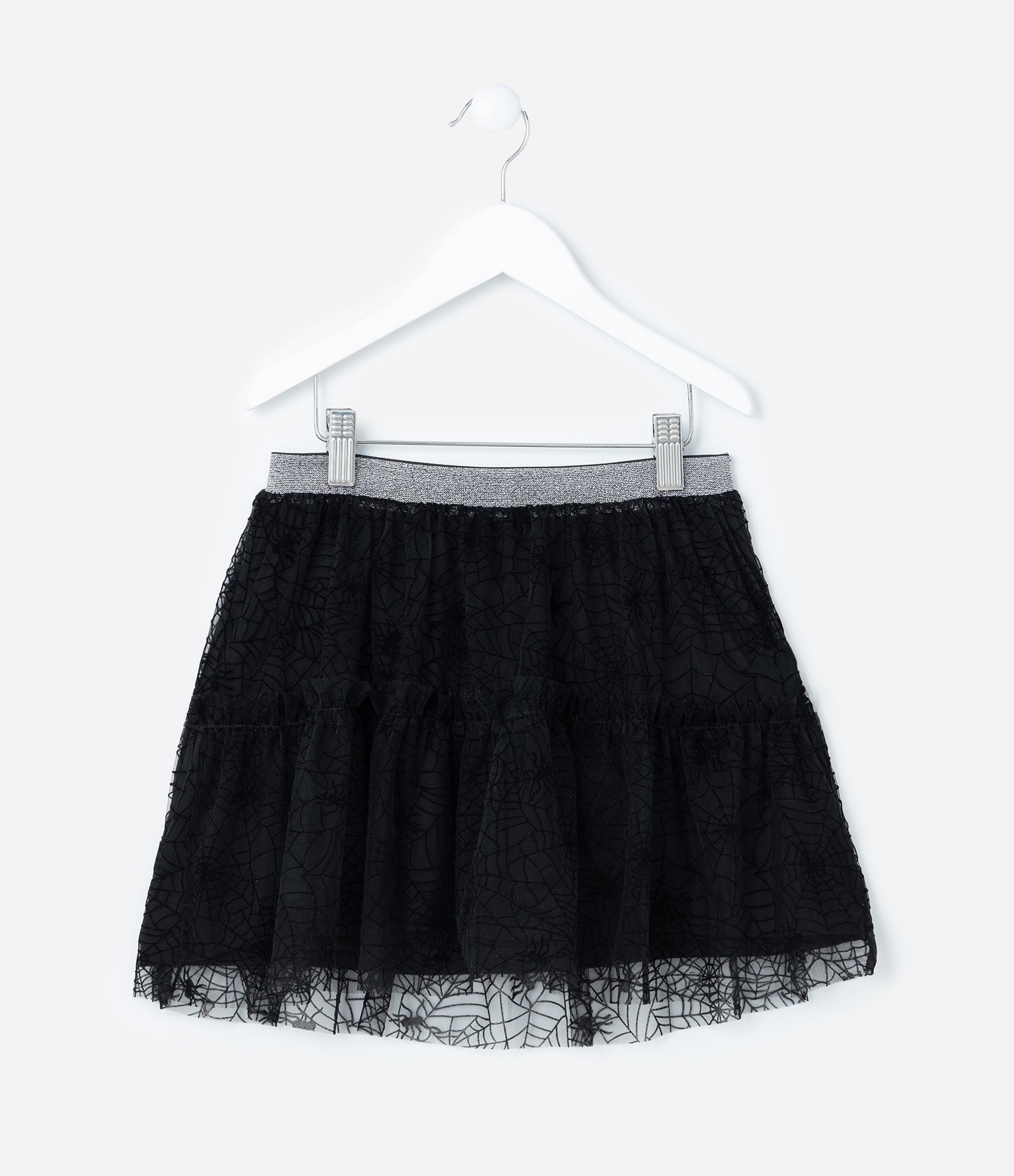 Saia Infantil Curta em Tule com Teia de Aranha - Tam 5 a 14 Anos Preto 2