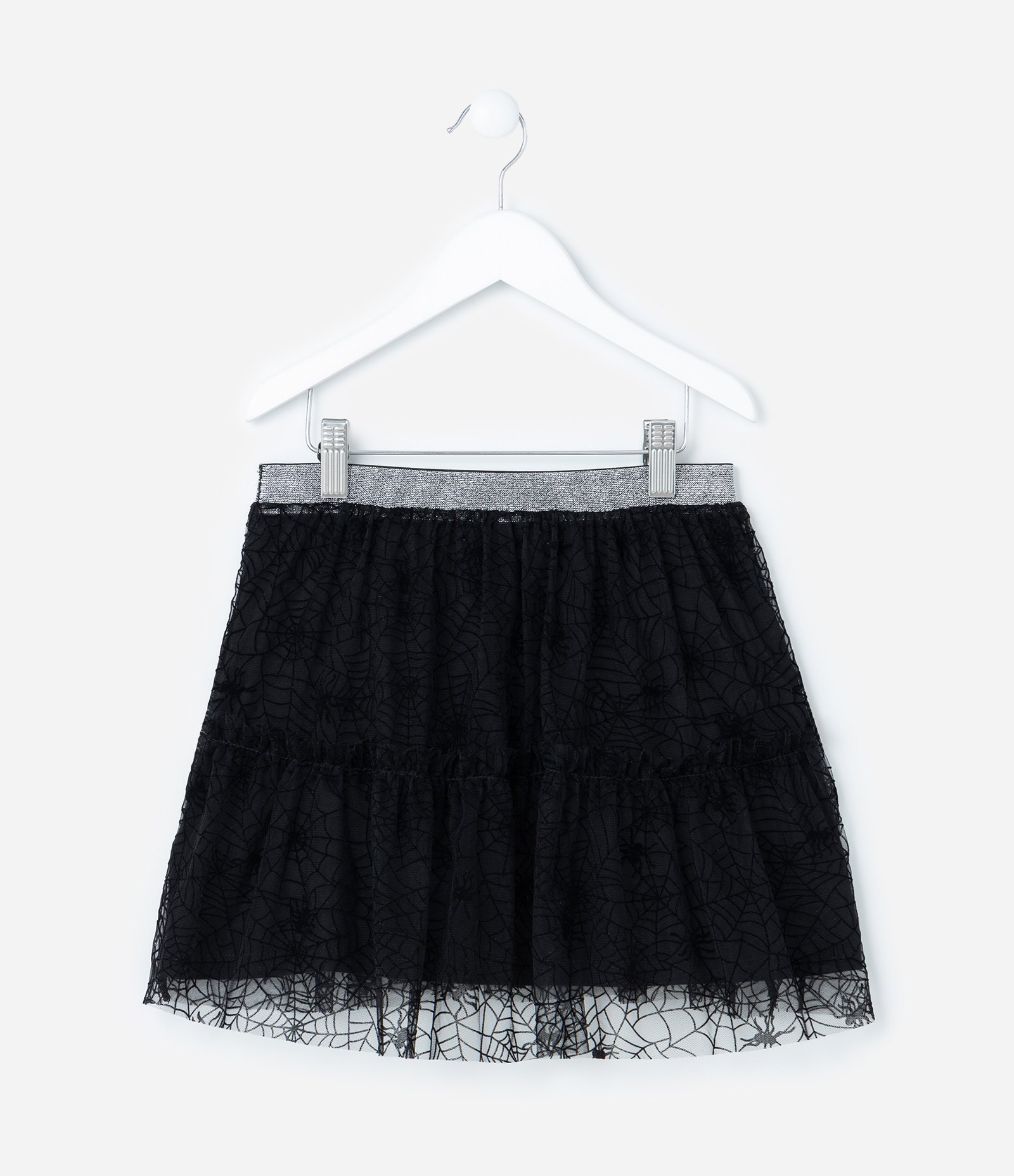 Saia Infantil Curta em Tule com Teia de Aranha - Tam 5 a 14 Anos Preto 3