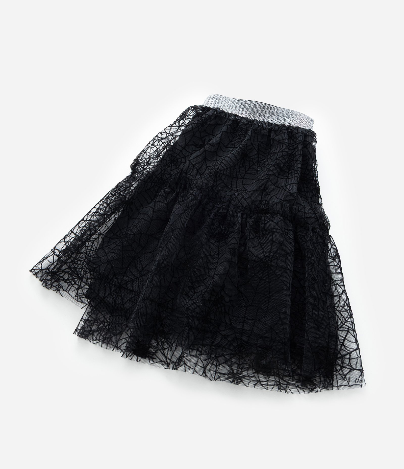 Saia Infantil Curta em Tule com Teia de Aranha - Tam 5 a 14 Anos Preto 6