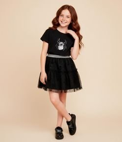Camiseta Curta Infantil com Estampa Aranha em Foil - Tam 5 a 14 Anos