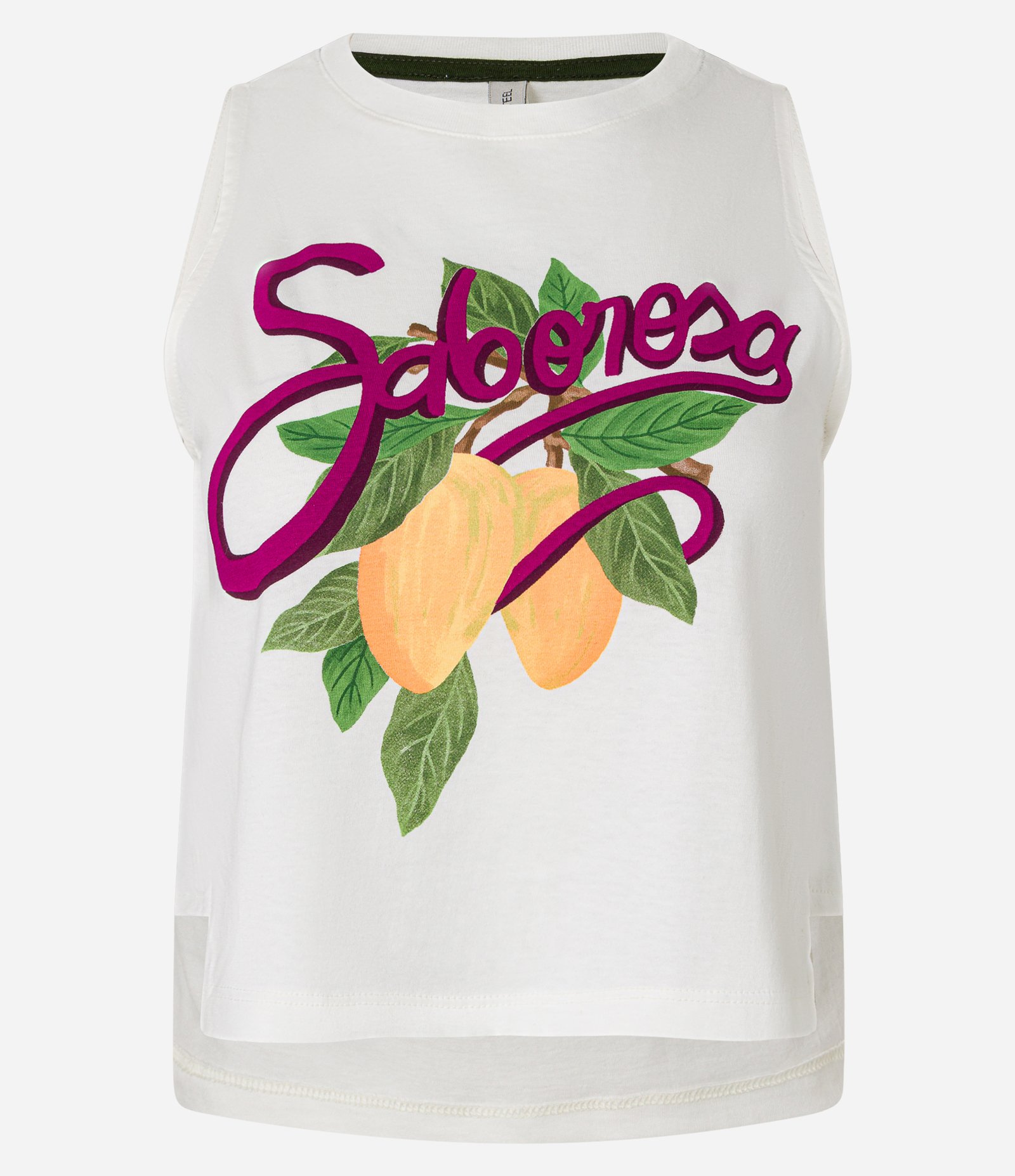 Blusa Baby Tee em Algodão sem Manga com Estampa Saborosa Branco 1